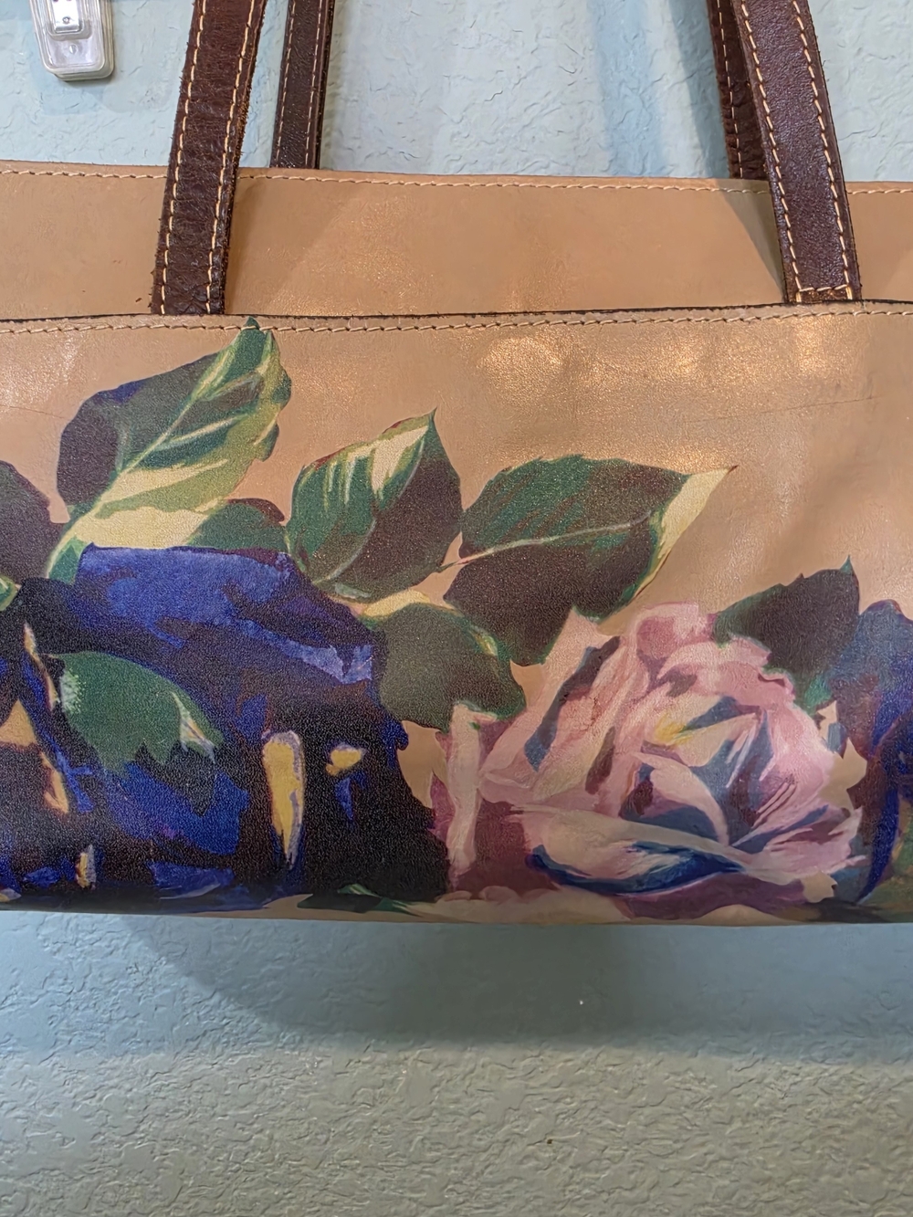 Patricia Nash Toscano Winter Bloom Leather Tote Bag Brown Floral Purse Handbag - Picture 2 of 12